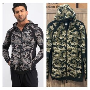 Puma EvoKnit Move Camo Hoodie Jacket Sweater Large Green